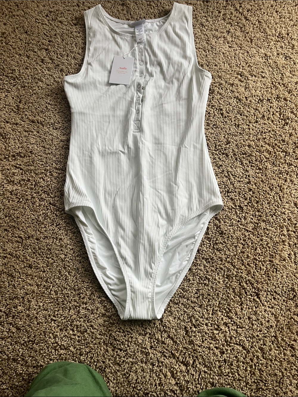 Women’s White Ribbed One-Piece Swimsuit by Andie